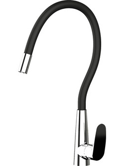 Orabella Flex 20117 Μπαταρία Κουζίνας Πάγκου Διπλής Παροχής Ανάμεικτη με Εύκαμπτο Ρουξούνι Μαύρη