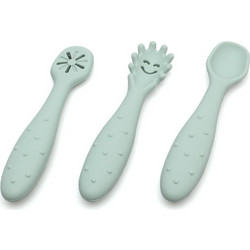 Kiokids Σετ Βρεφικά Κουτάλια Σιλικόνης 6m+ Πράσινο Mint 3τμχ