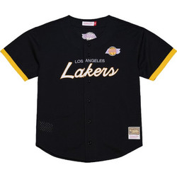 Mitchell & Ness Ανδρικό Πουκάμισο Βαμβακερό Κοντομάνικο Κανονική Γραμμή Μαύρο TP16323-LALBLCK