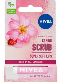 Nivea Caring Wild Rose Lip Scrub με Χρώμα 4.8gr