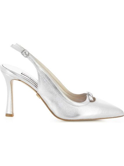 Guy Laroche Γόβες Slingback Δερμάτινες με Λεπτό Ψηλό Τακούνι Ασημί 502S26036106-002-370