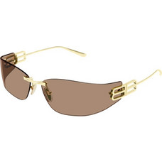 Balenciaga BB0484S 004 Γυναικεία Γυαλιά Ηλίου Μάσκα Μεταλλικά Χρυσά με Καφέ Φακό