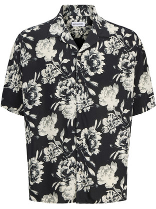 Jack & Jones Ανδρικό Πουκάμισο Βαμβακερό Κοντομάνικο Κανονική Γραμμή Μαύρο 12289980
