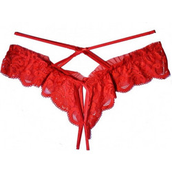 Papatya Γυναικείο Sexy String Αυτοκινήτου με Δαντέλα Κόκκινο 4259