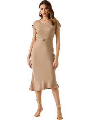 Guess Dalia Midi Φόρεμα για Γάμο / Βάπτιση Μπεζ W6GK50W1950-G1DQ