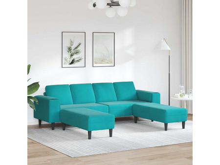 vidaXL Καναπές Βελούδινος Τιρκουάζ 250x188x76cm 3335130