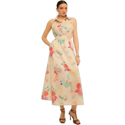 Bee Me Midi Καλοκαιρινό Καθημερινό Φόρεμα Floral Μπεζ 26038