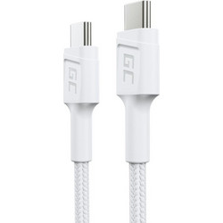Green Cell Braided USB-C to USB-C 60W 0.3m White 5904326373426