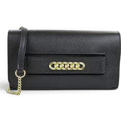 Passaggio Leather Γυναικεία Τσάντα Χιαστί Δερμάτινη Μαύρη με Αλυσίδα 5595-KR-08