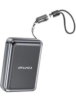 Awei GD21 Pro Power Bank 20000mAh 22.5W με Αποσπώμενο Καλώδιο USB-C Gun Metal