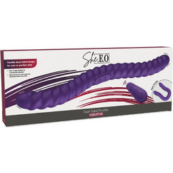 She.E.O Dual-Sided Flexible Διπλός Δονητής για Ζευγάρια με Τηλεχειριστήριο 35cm Μωβ
