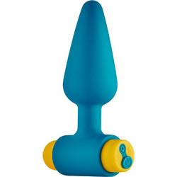 Dream Toys Love Signal Πρωκτική Σφήνα Ασύρματη με Δόνηση 10cm Μπλε Κίτρινη