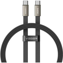 Veger CC2-MTB Braided Flat USB-C to USB-C 240W 1.5m Black