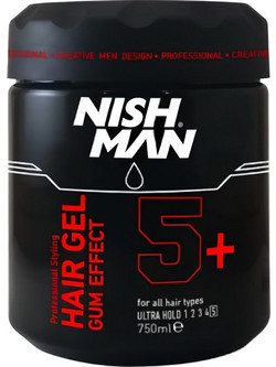 Nish Man Gum Effect 5+ Gel Μαλλιών Πολύ Δυνατό Κράτημα 750ml