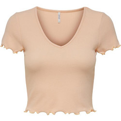 Only Γυναικείο Καλοκαιρινό Crop Top Ριπ Σομόν 15256816