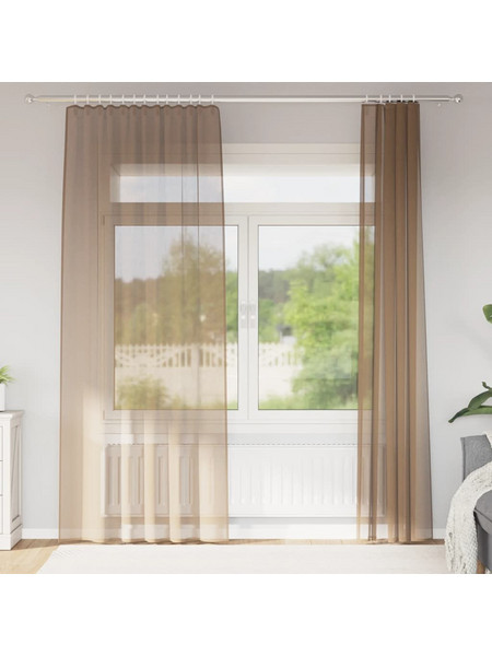 vidaXL Σετ Κουρτίνες Παραθύρου με Γάντζους 140x225 2 τμχ 4102223 Ανοιχτό Καφέ