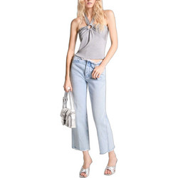 Michael Kors Γυναικείο Καλοκαιρινό Crop Top Πλεκτό Ασημί MS460W2AFB040