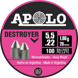 Apolo Destroyer Βολίδες Pellets Αεροβόλου 5.5mm Μολυβένιες 1.8g / 28gr 100τμχ