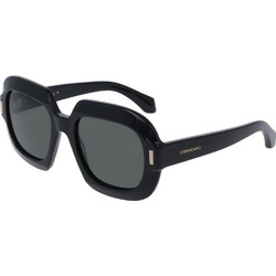 Salvatore Ferragamo SF2068S 200 Γυναικεία Γυαλιά Ηλίου Τετράγωνα Κοκάλινα Μαύρα με Μαύρο Φακό