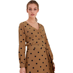 Ichi Kasandra Γυναικείο Χειμερινό Crop Κρουαζέ Top Καφέ 20112383-181030