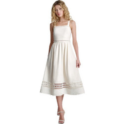DKNY Midi Καλοκαιρινό Βραδινό Φόρεμα Λινό Λευκό P6DBTE07-CNT