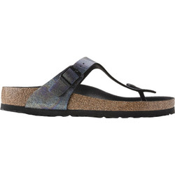 Birkenstock Gizeh Δερμάτινες Γυναικείες Σαγιονάρες Ανατομικές Μαύρες Ανθρακί 1021232