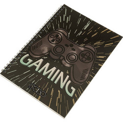 Polo Gaming Σπιράλ Τετράδιο Ριγέ A4 90 Φύλλων 3 Θεμάτων Μαύρο 919004-8421