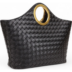 Passaggio Leather Γυναικεία Τσάντα Χειρός Δερμάτινη Μαύρη 5447-KR-01
