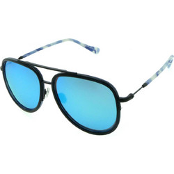 Enzo S30013 C58 Ανδρικά Γυαλιά Ηλίου Aviator Μεταλλικά Μαύρα με Μπλε Φακό