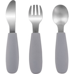 Zopa Silicone Children's Cutlery Σετ Βρεφικά Μαχαιροπίρουνα 6m+ Dove Grey 3τμχ