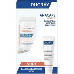 Ducray Anacaps Reactiv Σετ Σαμπουάν 100ml & Συμπλήρωμα Διατροφής 90 Κάψουλες κατά της Τριχόπτωσης 2τμχ