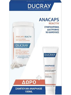 Ducray Anacaps Reactiv Σετ Σαμπουάν 100ml & Συμπλήρωμα Διατροφής 90 Κάψουλες κατά της Τριχόπτωσης 2τμχ