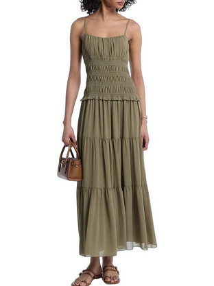 Michael Kors Maxi Καλοκαιρινό Βραδινό Φόρεμα Χακί MT683I77R3-305