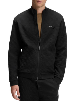 Hugo Boss Ανδρική Ζακέτα Φούτερ με Φερμουάρ Μαύρη 50569955-001