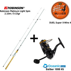Robinson Platinum + Oceanic Dalibor 1000 + Duel Super X-Wire 4 Σετ Καλάμι Ψαρέματος για Spinning / LRF Δίσπαστο 2.1m με Μηχανισμό 5-15gr