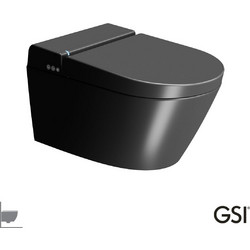 GSI Pura 59 Swirlflush Λεκάνη Τουαλέτας Κρεμαστή χωρίς Καζανάκι με Κάλυμμα & Μπιντέ Μαύρη 500-7418K-401