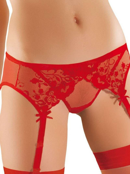 Ewana Lingerie Adeline Ζαρτιέρες με Δαντέλα See Through Κόκκινες 109582