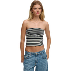 Superdry Γυναικείο Καλοκαιρινό Crop Top Βαμβακερό Μαύρο Λευκό W6012223A-D4F