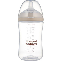 Canpol Babies Natural Shape Μπιμπερό με Θηλή Σιλικόνης κατά των Κολικών 3+ Μηνών Transparent 260ml