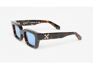 Off White OREGON145 6045 Ανδρικά Γυαλιά Ηλίου Τετράγωνα Κοκάλινα Ταρταρούγα με Μπλε Φακό