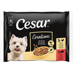 Cesar Adult with Chicken, Veal & Carrot in Gravy 4x100gr