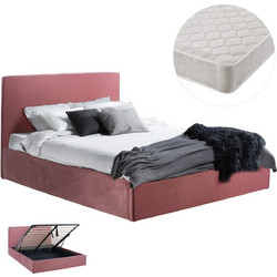 HomeMarkt Allie Κρεβάτι Υπέρδιπλο Υφασμάτινο με Αποθηκευτικό Χώρο Στρώμα & Μηχανισμό Ανύψωσης 160x200cm HM21273.02
