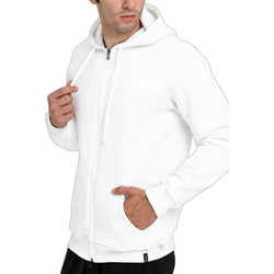 Target Label Ανδρική Ζακέτα Fleece με Κουκούλα Λευκή
