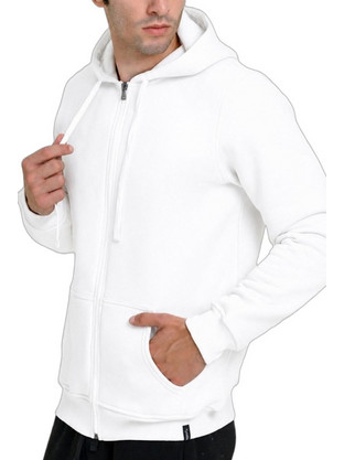 Target Label Ανδρική Ζακέτα Fleece με Κουκούλα Λευκή