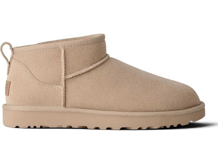 UGG Classic Ultra Mini Γυναικεία Μποτάκια Suede Μπεζ με Γούνα 1116109-0084