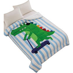 Rythmos Rolling Croc Παιδική Κουβέρτα Fleece Ζωάκια 160x220 Λευκή Γαλάζια