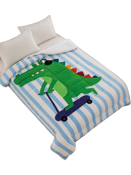 Rythmos Rolling Croc Παιδική Κουβέρτα Fleece Ζωάκια 160x220 Λευκή Γαλάζια