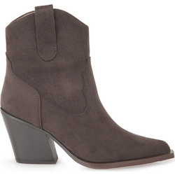 Exe Γυναικεία Μποτάκια Cowgirl Suede Σοκολατί με Χοντρό Ψηλό Τακούνι X370V5074-41Z