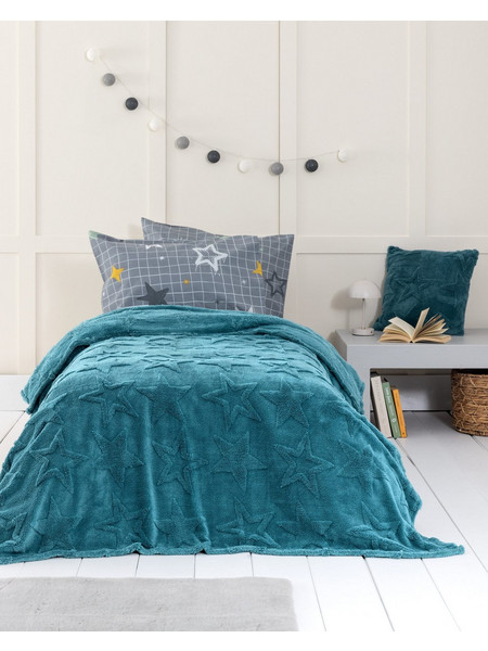 Nima Starrin Παιδική Κουβέρτα Fleece Αστεράκια 160x220 Πετρόλ