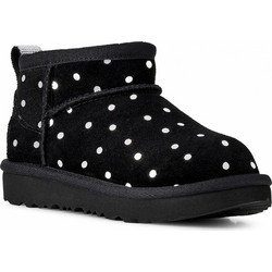 UGG Classic Ultra Mini Shiny Dots Παιδικά Μποτάκια Μαύρα Suede με Φερμουάρ & Γούνα 1180422T